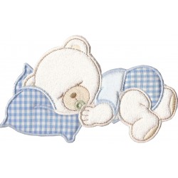 Iron-on Patch Dreaming Teddy Bear  -  Light Blue